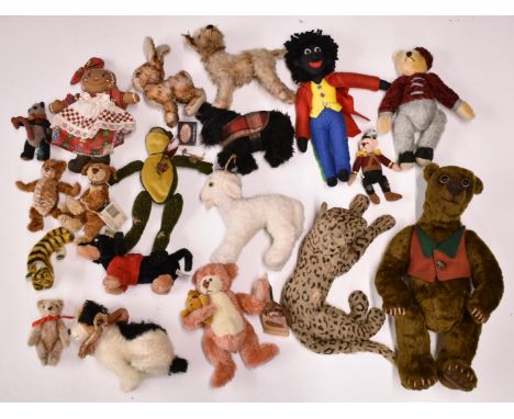 Nineteen various Teddy bears and animals including Steiff style miniature animals, straw filled examples, Both Bears, The Gan