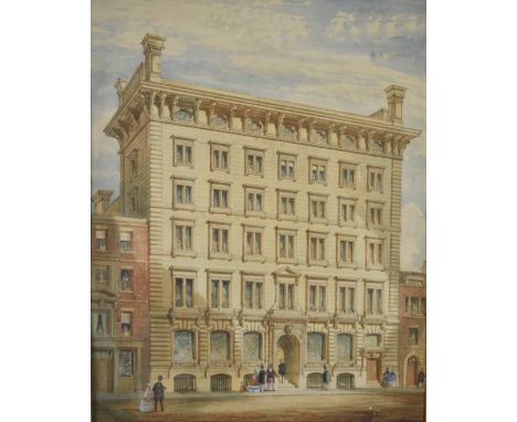 C P Stevenson 19thC watercolour architectural study Powys Street, Woolwich, signed lower right, 43 x 34cm, in gilt frame with