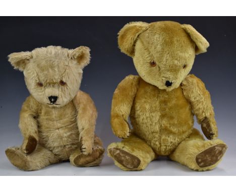 Two Chad Valley or similar Teddy bears each&nbsp;with growler, blonde or golden mohair, disc joints, felt pads and stitched f