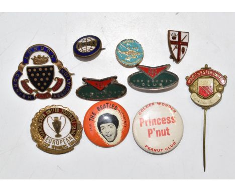 The Beatles Paul McCartney badge by Green Duck Co, Chicago, USA, two Manchester United enamel badges including European Cup w