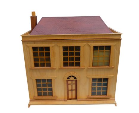 A Vintage scratch-built doll's house, made of various timbers, including an extensive collection of interior decorations, inc