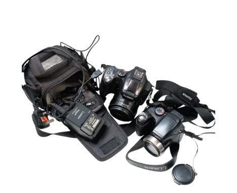 A Panasonic Lumix DMCFZ72 camera and lens, and a Fujifilm digital camera