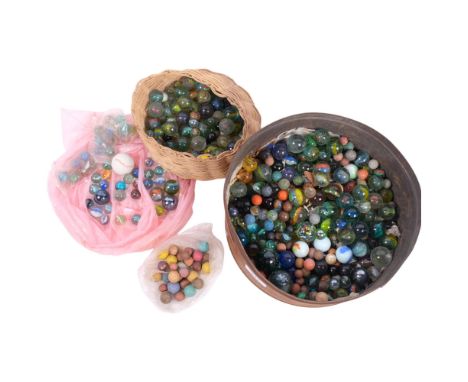 A large quantity of Vintage marbles, glass and ceramic, in various sizes
