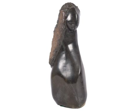 An African carved marble abstract sculpture, H42cm
