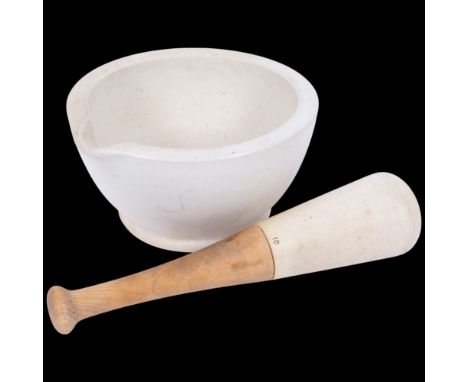A marble pestle and mortar, W24cm