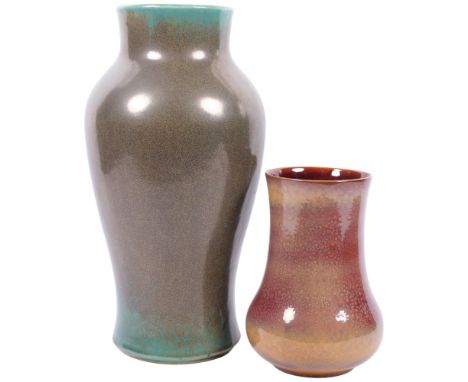 A Pilkington Lancastrian vase, 20cm, and a larger reactive glaze vase
