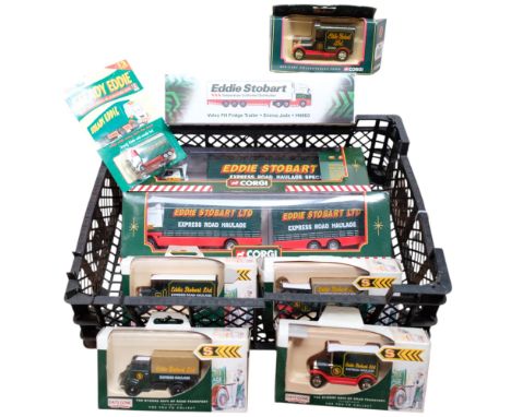 Eddie Stobart Ltd, 9 diecast scale vehicles including a boxed trailer, a Volvo curtain-side trailer, Bygone Days trucks, etc 
