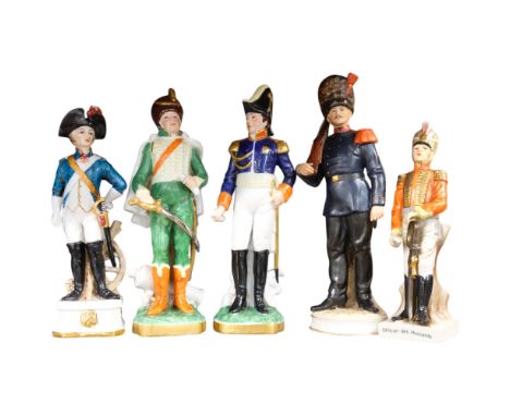A group of Continental figural groups, including Sitzendorf and Naples, tallest 29cm