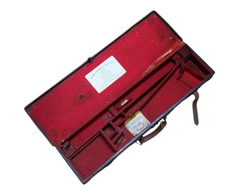 A Victorian leather shotgun case, with fitted interior and brass corners, L82cm
