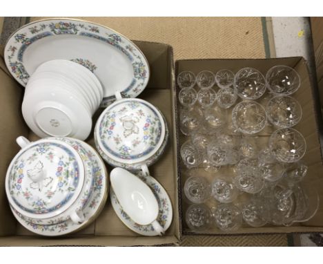 A Royal Worcester "Mayfield" part dinner service comprising ten side plates, ten dinner plates, an oval serving platter, two 