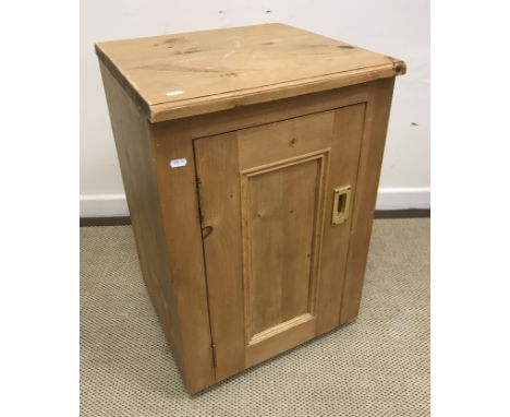 A modern pine single door dwarf cupboard, 47 cm wide x 45.5 cm deep x 72.5 cm high, a pair of modern painted two drawer bedsi