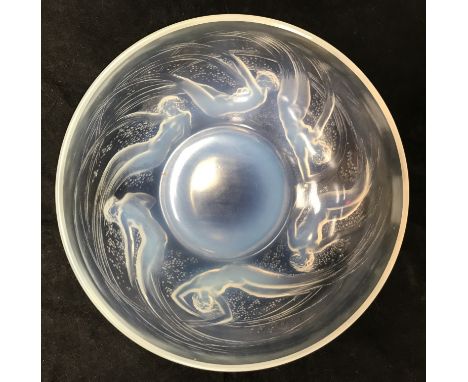 A Lalique “Ondines” opalescent glass bowl with etched mark to base, 21 cm diameter CONDITION REPORTS In need of a clean.  Oth
