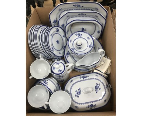 A collection of Copeland Spode 'Spodes Gloucester' blue stone china dinner wares comprising seven dinner plates, eight desser