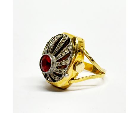 A lady's vintage rolled gold ring watch mounted on a 9ct band.