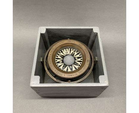 A boxed Dent bronze ship's compass, number 41662, box W. 22cm.