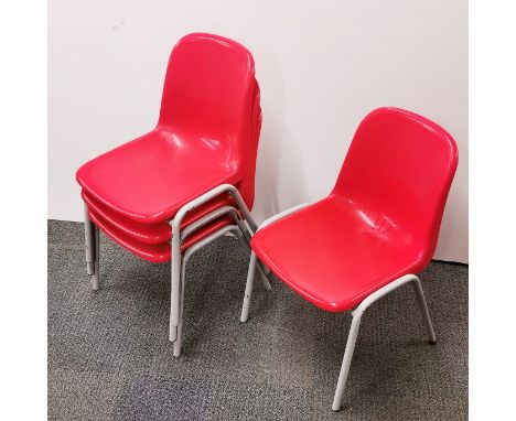 A set of four vintage children's school chairs, H. 61cm.