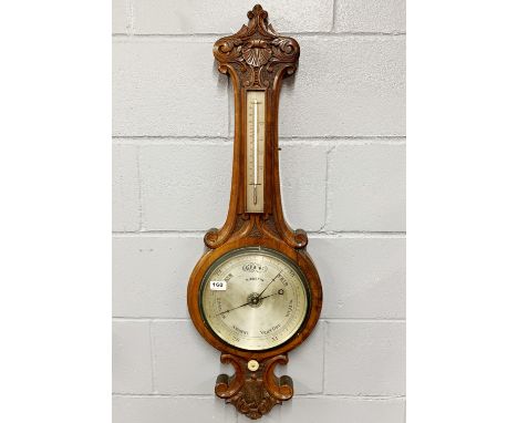 An mahogany cased mercury barometer and thermometer by R. Morrin, H. 99cm.