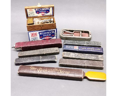 A boxed Wilkinson Empire model razor, unused, together with further razors and shaving equipment.