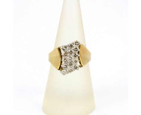 A 9ct yellow gold diamond set ring, N.