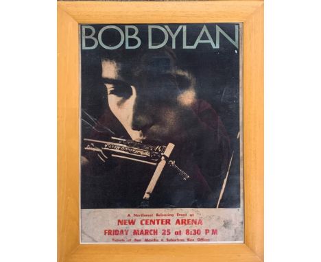 A framed Bob Dylan concert poster, 37 x 47cm.