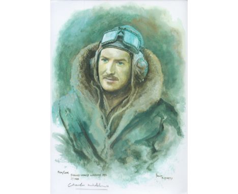 WW2 BOB fighter pilot Stanley Charles Widdows 29 sqn signed 12 x 8 colour print in flying gear with biography details fixed t