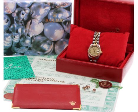Rolex Oyster Perpetual Datejust gold and stainless steel lady's bracelet watch, ref. 69173, circa 1997, serial no. U36xxxx, g