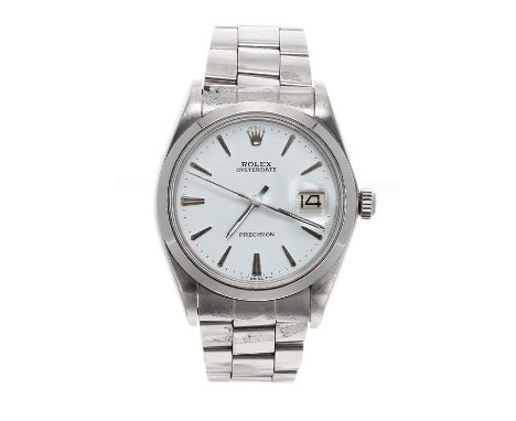 Rolex Oysterdate Precision stainless steel gentleman's bracelet watch, ref. 6694, circa 1970-71, serial no. 2752xxx, white di