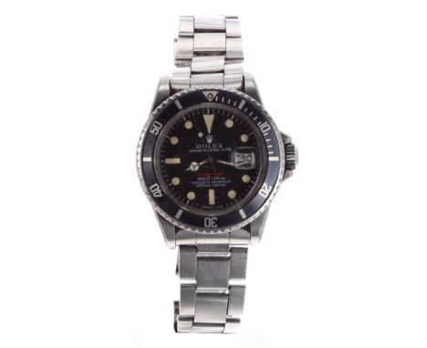 Rare Rolex Oyster Perpetual Date 'Single Red' Submariner stainless steel gentleman's bracelet watch, ref. 1680, circa 1970, s