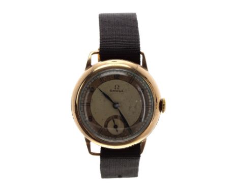 Omega gold plated wire-lug gentleman's wristwatch, circa 1930s, no. 8431xxx, signed dial with Arabic numerals and subsidiary 