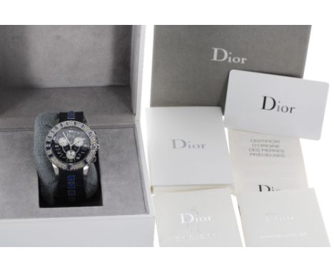 Dior Christal Chronograph Crystal Collection stainless steel lady's wristwatch, ref. CD11431I, no. FD8xxx, circular black dia