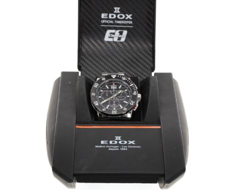 Edox Class 1 Chronoffshore Big Date chronograph stainless steel gentleman's bracelet watch, no. 371116/10014, circular black 