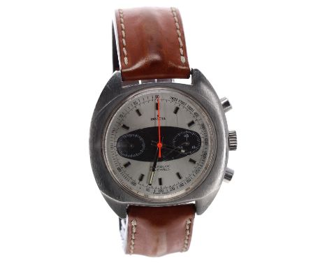 Invicta 'Surfboard' chronograph stainless steel gentleman's wristwatch, no. 27182, circa 1970s, circular silvered dial with b