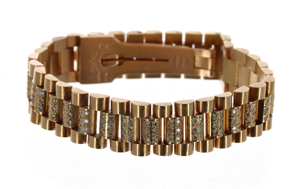 Rolex diamond set aftermarket 18ct president bracelet, 91.8gm, 8" approx