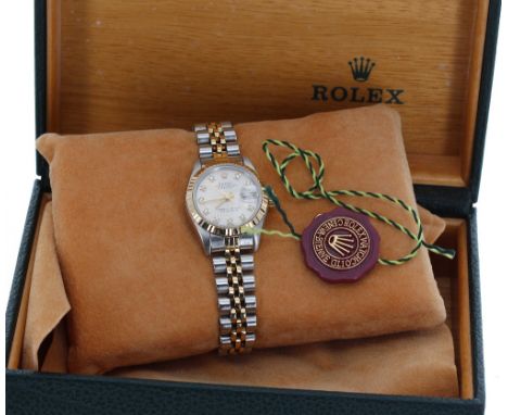 Rolex Oyster Perpetual Datejust gold and stainless steel lady's bracelet watch, ref. 69173, circa 1987, serial no. R347xxx, s