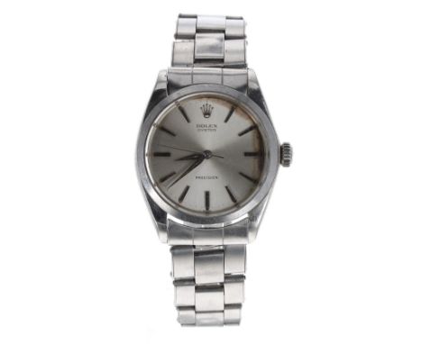 Rolex Oyster Precision stainless steel gentleman's bracelet watch, ref. 6426, circa 1963, serial no. 8x10xx, circa 1963, circ