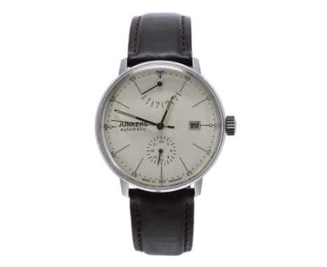 Junkers automatic stainless steel gentleman's wristwatch, ref. 6060, circular cream dial with hour markers and outer five min