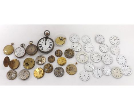 J.W. Benson 'The Bank' silver lever pocket watch, 50mm; together with a gold plated lever dress pocket watch, 47mm, a nickel 