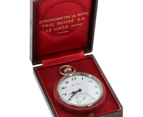 Paul Buhré nickel cased deck watch, no. 8595, three-quarter plate movement with compensated balance and gold train, signed wh