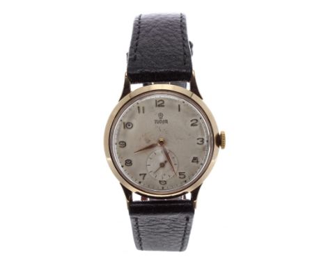 Tudor 9ct gentleman's wristwatch, Edinburgh 1960, circular silvered dial with Arabic numerals and subsidiary seconds, signed 