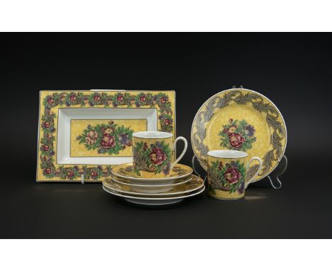 Rosenthal Classic Pearl China 'Bloomsbury', comprising a rectangular dish, two cups, two saucers and three side plates.