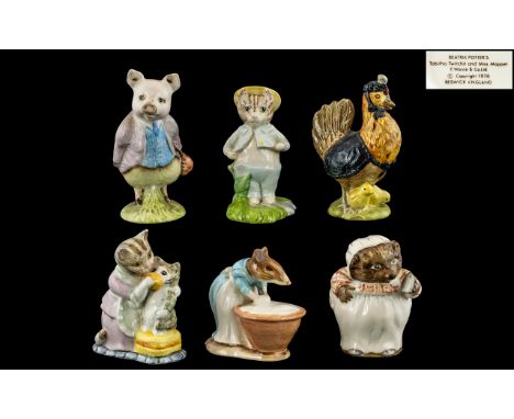 Beswick Beatrix Potter Collection of Six Hand Painted Figures. Comprises 1/ ' Pigling Band ' 2nd Variation, Lilac Jacket, BP3