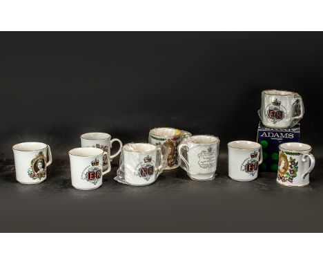 Ten Assorted Bone China Commemorative Beakers, including Spode, Royal Worcester, Royal Grafton, Adams etc.  Comprising severa