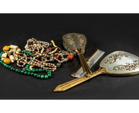 Collection of Vintage South African Beads, comprising malacite, ivory, amber and bone, etc.  Together with a vintage ladies d