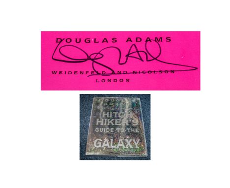 Hitchhiker's Guide to the Galaxy Hardback Book, silver cover, excellent condition.  Signed by Douglas Adams, the author.  Rar
