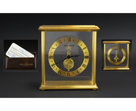 Jaeger-le-Coultre Ionic Gilt Metal Baguette Skeleton Clock, Jewelled Movement, Minimalistic Design, Wonderful Craftsmanship a