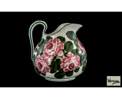 Wemyss Rose Decorated Water Jug, impressed and marked to base.  Height 9". Condition Report - Very small chip to rim area, fu