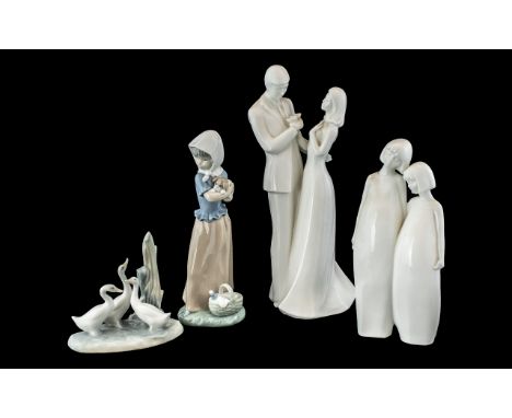 Two Royal Doulton Figures 'Congratulations' depicting a bride and groom, 11" tall, No. HN3351, 1991. Stunning, Very Rare. Als