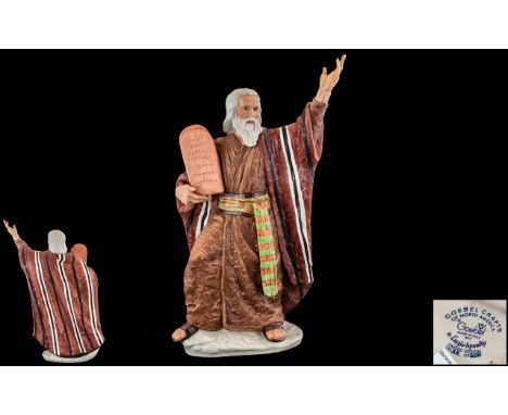 Goebel - Large and Impressive Hand Painted Ltd and Numbered Edition Moses and the Ten Commandments, by Laszlo Lspanky. This F