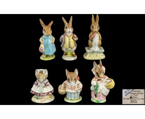 Beswick - Beatrix Potter Collection of Figures ( 6 ) In Total. Comprises 1/ Mrs Flopsy Bunny, 2/ Mrs Tittlemouse, 3/ Mr Benja