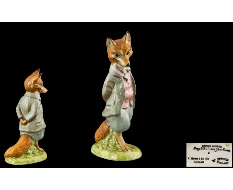 Beswick Beatrix Potter Figure ' Foxy Whiskered Gentleman ' Gold Stamp BP1A. Small Size, First Variation with Gloss Finish. Is